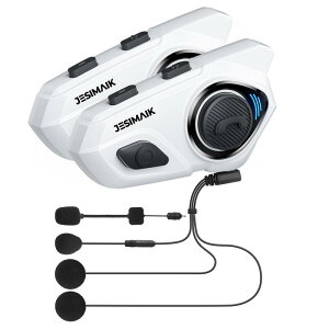 JESIMAIK �o�C�N�p�C���J�� �m�C�Y�ጸ �o�C�N�p�ʐM�@�� ���y���L�@�\ �ő�6�l�����ʘb �ő�ʐM����1500m Bluetooth5.1 �ʐM�������A ���{�ꉹ���ē� �w�b�h�Z�b�g �C���^�[�R�� IP67�h�� �o�C�N