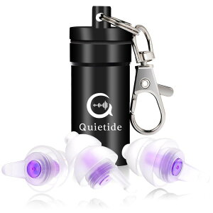Quietide 耳栓 安眠 防音 睡眠用耳栓 小さいサイズ フィルター搭載 遮音値32dB 飛行機 仕事 勉強 繰り返し使用可能 携帯ケース付き 日本語説明書付 Q5