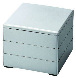 J-kitchens 重箱 3段 6.5寸 彩 お重箱 銀 19.5cm x 19.5cm x 16.5cm 日本製
