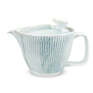 J-kitchens 勲山窯 急須 小 波佐見焼 日本製 240ml 1人用 ~ 2人用 茶こし付き ストライプ ライトブルー