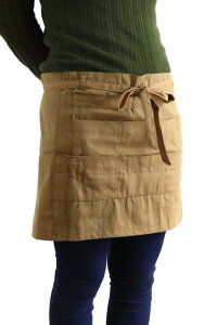 幅広 お尻が隠れる ショートエプロン ベージュ 前掛け ギャルソン ソムリエ 保育士 カフェ 制服 飲食店 厨房 料理 サロン おしゃれ かわいい ユニフォーム ナチュラル 男女兼用 女性用 男性