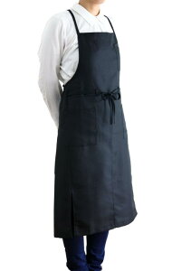 ロングエプロン 無地 黒 撥水 シンプル/女性用 男女兼用 レディース 業務用 飲食 カフェ 制服 ユニフォーム アウトドア キャンプ 衛生 清潔