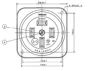 WK1430 �p�i�\�j�b�N �I�o�R���Z���g(�u���b�N)(�ڒn3P(��4P) 30A 250V)