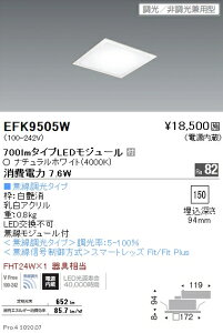 EFK9505W �����Ɩ� �����^�X�N�G�A�x�[�X���C�g �t���b�g�����p�l�� 700lm�^�C�v 4000K ���F Fit