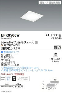 EFK9506W �����Ɩ� �����^�X�N�G�A�x�[�X���C�g �t���b�g�����p�l�� 700lm�^�C�v 3000K �d���F Fit