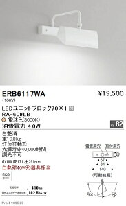 ERB6117WA �����Ɩ� �s�N�`���[�u���P�b�g���C�g BLOCK70 3000K �d���F