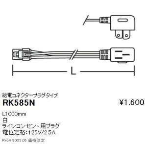 RK585N �����Ɩ� �f�B�X�v���[ ���d�R�l�N�^�[�v���O�^�C�v L��1000mm
