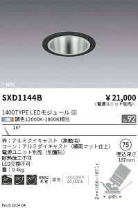 SXD1144B 遠藤照明 Synca 鏡面ユニバーサルダウンライト 1400TYPE 狭角 黒【電源ユニット別売】