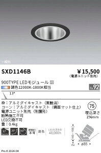 SXD1146B 遠藤照明 Synca 鏡面ユニバーサルダウンライト 900TYPE 狭角 黒【電源ユニット別売】