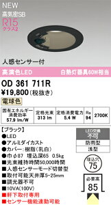 OD361711R オーデリック 人感センサー付 軒下用LEDダウンライト φ75 電球色
