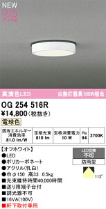 OG254516R オーデリック 軒下用LEDシーリングライト 電球色