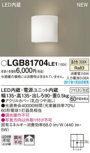 LGB81704LE1 �p�i�\�j�b�N LED�u���P�b�g���C�g(5W�A�g�U�^�C�v�A�����F)