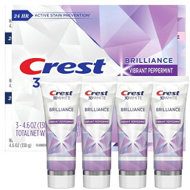 クレスト3Dホワイトブリリアンス歯磨き粉 130g×4個 お買い得セット (Crest 3D White Brilliance Vibrant Whitening Toothpaste)　ペパーミント 【MB】