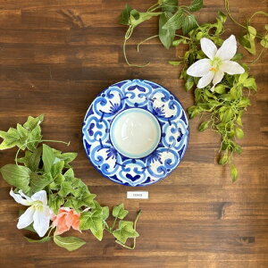 ysz~`[M Xq^ X obR piatto cappello blu X bianco 20cmx4.2cmx[3cm | C^A  A}tB C^AY pottery ceramica  nhCh handmade