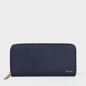 ポールスミス (paul smith) 長財布 ラウンドファスナー ネイビー ブライトストライププラー　ラウンドジップ長財布（メンズ）