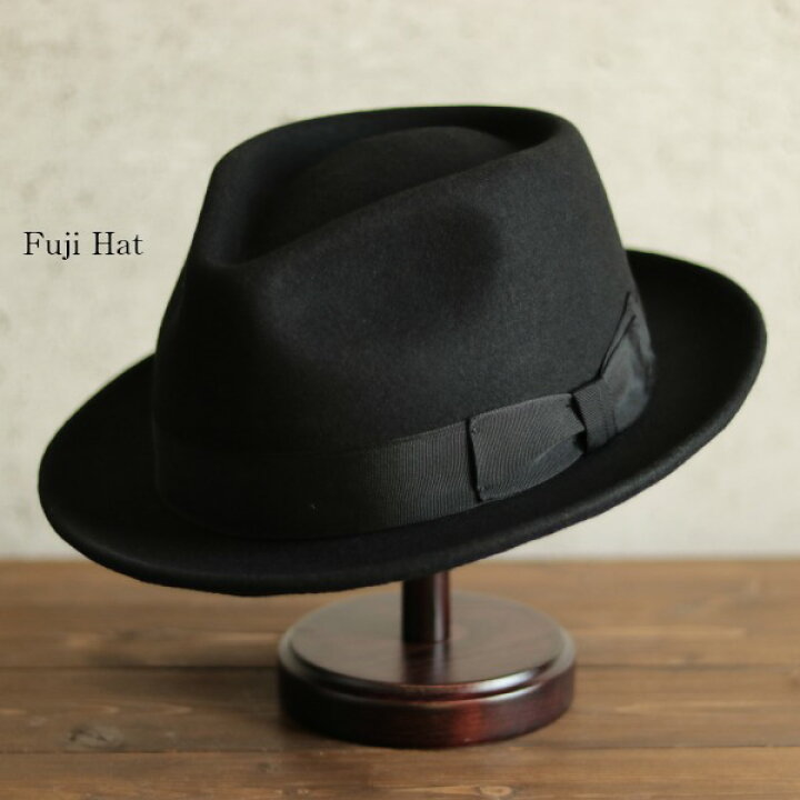 楽天市場 中折れハット メンズ Fuji Hat ウール フェルトハット 中折れ帽子 紳士 メンズ レディース ギフト プレゼント 父の日 母の日 クリスマス 誕生日 舞台 おしゃれ スカバンド ミュージシャン 昭和レトロ 日本メーカー フジコー フジハット カラー Black ブラック