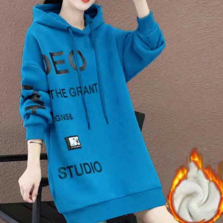 楽天市場】フード付き 裏起毛 パーカー レディース スウェット ロング  