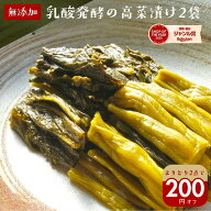 無添加『乳酸発酵 の 高菜漬(2袋セット☆☆)』 送料無料 乳酸 発酵 漬物 長期 発酵 熟成 美味しい 高菜漬…