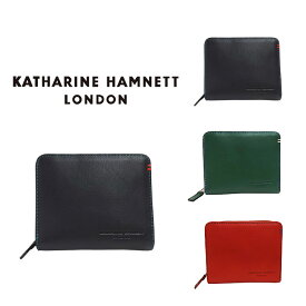 KATHARINE HAMNETT LONDON キャサリンハムネットロンドン MINERAL ミネラル 490-50702 本革 二つ折り財布 L字ファスナー ミドルウォレット 札入れ 牛革 小銭入れ カード入れ レザー ブランド 人気 ブラック グリーン オレンジ ギフト プレゼント 記念日 お祝い