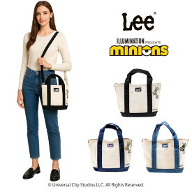 【Lee】320-30010 ミニオン 2WAYコットントートバッグS かばん 斜め掛け トート 手持ち カバン 鞄 バッグ シンプル リー ブラック ネイビー ブルー 使いやすい かわいい おしゃれ お出かけ 普段使い 日常 キャラクター コラボ
