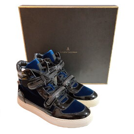 【新品】LOUIS LEEMAN ルイスリーマン LL0151 スニーカー 靴 メンズ ハイカット ブラック ブルー 40 25.5cm 展示品 正規品