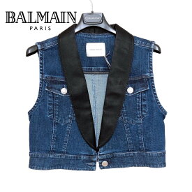 【新品】確実正規品 BALMAIN バルマン デニム ベスト Gジャン ジージャン ネイビー 紺 レディース 38 S