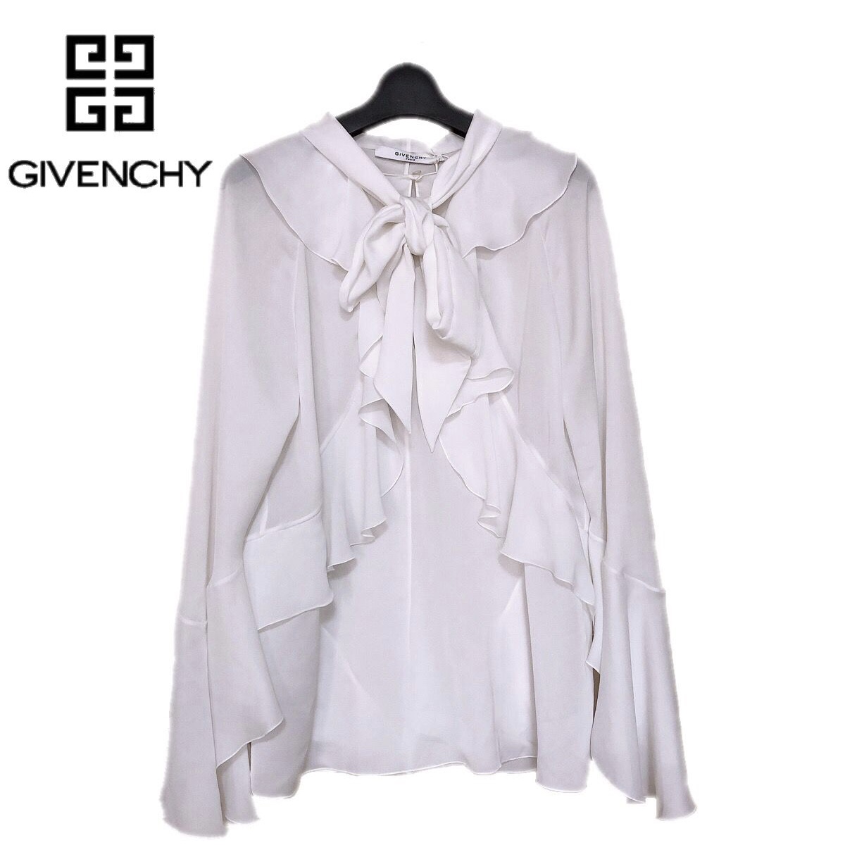 購入ファッション 新品未使用 タグ付き GIVENCHY ジバンシィ ジャガードブラウス ホワイト シャツ/ブラウス(半袖/袖なし)
