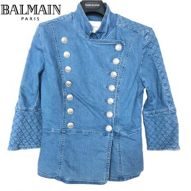 【新品】確実正規品 BALMAIN　ピエール バルマン キルティング ミリタリージャケット ブルー 青　レディース TG40 M