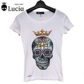 【新品未使用】Lucia ルチア プリント Tシャツ トップス 半袖 ホワイト 白 スカル カラフル レディース