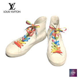 【美品】LOUIS VUITTON ルイ・ヴィトン タトゥー ライン　レザー ハイカット スニーカー 靴 2018SS MS1117 ホワイト 白 メンズ サイズ6 1/2 25.5cm 中古