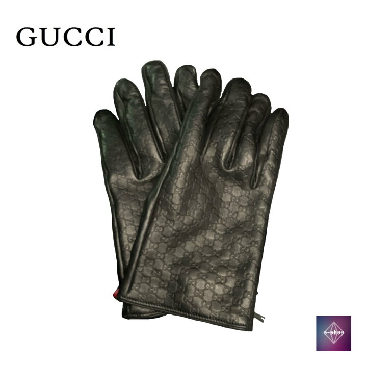 楽天市場】GUCCI グッチ レザー グローブ GGモノグラム 手袋 ブラック 