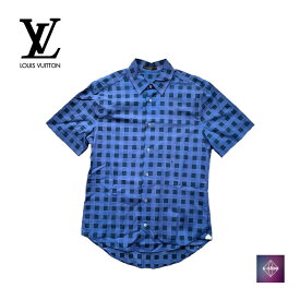 LOUIS VUITTON ルイヴィトン マサイ チェックシャツ 半袖 RM131M H3SH35BPZ ブルー 青 S サイズ9 メンズ 中古
