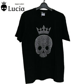 【新品未使用】 Lucia ルチア original brand スワロフスキー Tシャツ トップス 半袖 ブラック 黒 男女兼用 レディース メンズ