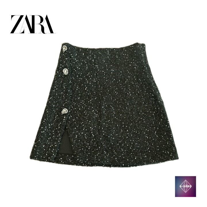 楽天市場】【美品】 ZARA ザラ ミニスカート ツイード ブラック 黒  