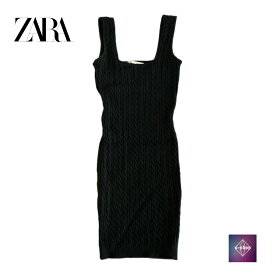 ZARA ザラ ノースリーブ ケーブルニットドレス ワンピース ブラック S 5536/126/800/S 中古