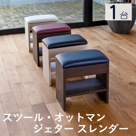 こうひん 日本製 スツール オットマン 椅子 『ジェター スレンダー』 1台 単品 フレーム2色×レザー5色から選べる 約 幅41cm 奥行24cm 高さ43.5cm 便利な荷物置き付き 背もたれなし