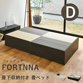 こうひん 日本製 収納付き 畳ベッド 『フォルティナ』 ダブルサイズ 畳：国産樹脂製（セキスイ migusa アースカラー） 選べる個性的な2色 スタイリッシュな目積織の縁なしタイプ 取り扱いが簡単な4枚畳仕様