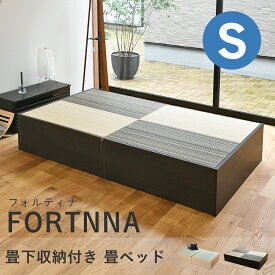 こうひん 日本製 収納付き 畳ベッド 『フォルティナ』 シングルサイズ 畳：国産樹脂製（セキスイ migusa アースカラー） 選べる個性的な2色 スタイリッシュな目積織の縁なしタイプ 取り扱いが簡単な4枚畳仕様