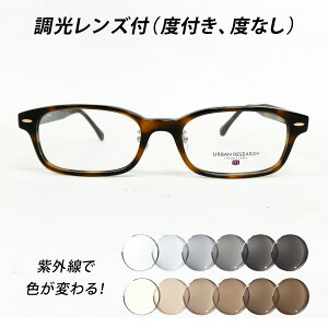 調光レンズ付(度付き、度なし)メガネセット【URBAN RESEARCH アーバンリサーチ URF8042 Col.4(ハバナ)53サイズ】NIKON ニコン非球面設計 調光(グレー、ブラウン)サングラスに変身 スクエア型