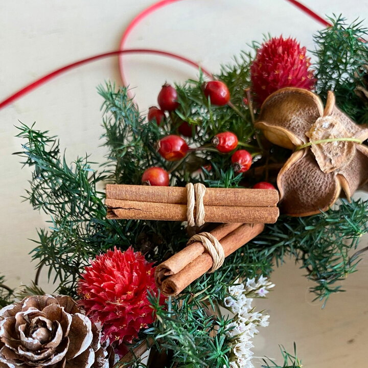 楽天市場 クリスマスリース ドライフラワー 手作りキット おしゃれ インテリア ナチュラル リース お花 プレゼント 高原のクリスマスリース 手作りキット ハンドメイド 壁飾り お誕生日 お祝い 蓼科プランツ 楽天市場店