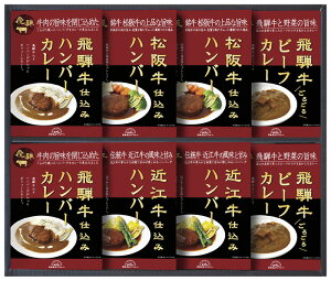フード 惣菜 飛騨高山ファクトリー 松阪牛・近江牛・飛騨牛仕込みハンバーグ&カレー詰合せ おしゃれ 食品 丼物 進物用 詰合せ バラエティーセット 簡単調理 飛騨高山ファクトリー 代引不