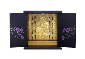 橋本達之助工芸 漆器調 紀州塗り ミニ仏壇 小 鉄仙 幅35×奥行23×高さ35cm【送料無料】【不良品外の返品不可】【MDF 木製 漆器 ミニ コンパクト 仏壇 お仏壇 インテリア リビング マンション アパート 和室】【葬儀 法要 法用 供養 手元供養】【国産 日本製】