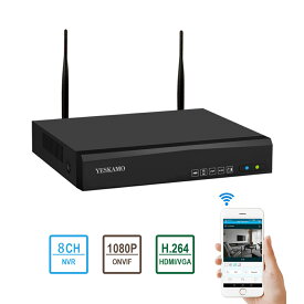 ★限定10％OFFクーポン！★ 防犯カメラ用レコーダー 8CH NVR 監視カメラ併用 H.264デジタルレコーダー 1080P 高感度ハイビジョン スマートフォン遠隔監視対応 防犯監視ネットワーク セキュリティー 多種録画機能搭載 HDD無し