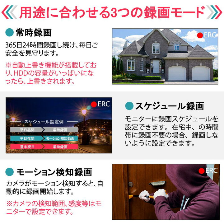 楽天市場】防犯カメラ 6台セット 500万画素 16インチ モニター付き 