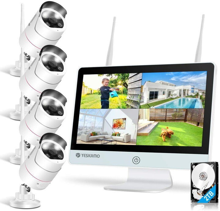 楽天市場】最新IPS一体型 AI人感発光 防犯カメラ 4台セット 屋外 wifi 