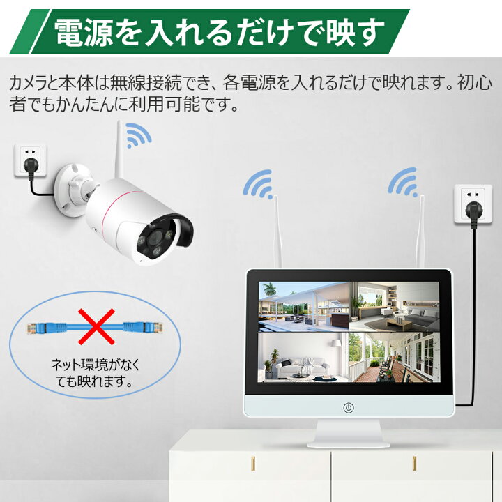 楽天市場】最新IPS一体型 AI人感発光 防犯カメラ 2台セット 屋外 wifi 