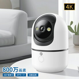 ★時間限定 12％OFFクーポン！★【新登場・4K対応 800万画素】防犯カメラ 小型 見守りカメラ 双方向通話 360° スマホ対応 遠隔 首振り 自動追跡追尾 家庭用 録画 Wi-Fi不要 APモード 赤ちゃん ペット ベビーカメラ 屋内 室内 留守 動作検知 高齢者 24時間 父の日