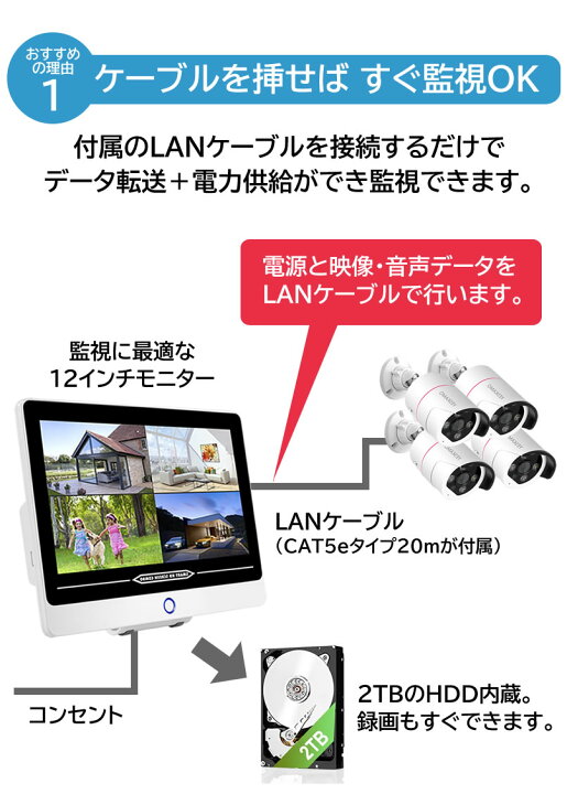 楽天市場】☆時間限定 15%OFFクーポン☆500万画素 防犯カメラ 4台 