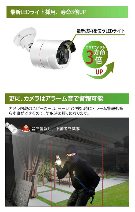 楽天市場】☆限定12%OFFクーポン！☆500万画素 防犯カメラ 4台セット 