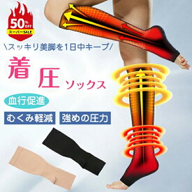 【スーパーセール最大12%OFFクーポン&P10倍UP】着圧ソックス 弾性ストッキング 下肢静脈瘤 産後 つま先なし 膝下 強圧 加圧ソックス ふくらはぎ つま先なし むくみとり 靴下 寒さ対策 エコノミー症候群 弾性ストッキング リンパケア 坐骨神経痛